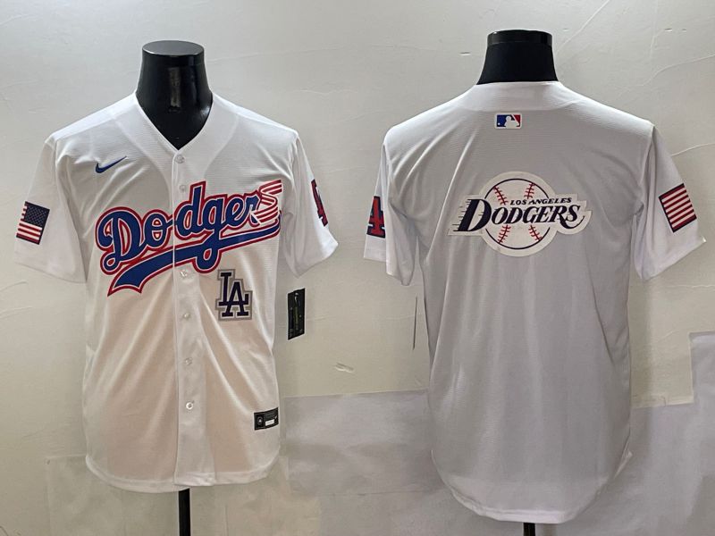 Men Los Angeles Dodgers Blank White national flag second generation joint name Nike 2025 MLB Jersey style 30